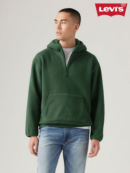 Levi's® Green Hooded Sherpa Pullover Fleece (AT0241) | £65