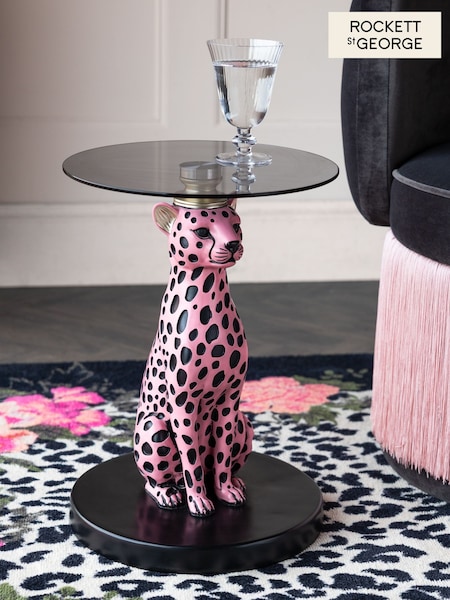 Rockett St George Pink Leopard Side Table (AT0397) | £0