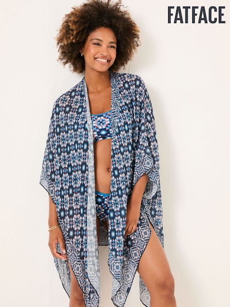 FatFace Blue Geometric Printed Kimono (AT0403) | £35