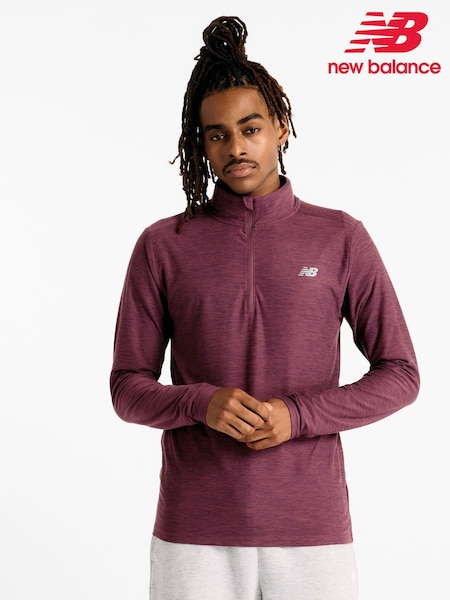 New Balance Plum Purple Plum Purple Mens Space Dye Quarter Zip Top (AT0414) | £50