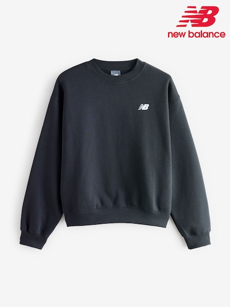 New Balance Black Womens Linear Hertiage Athletics Club Crew Top (AT0487) | £55