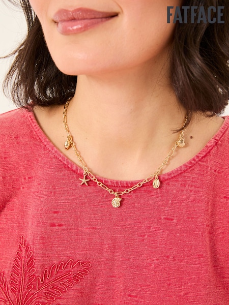 FatFace Gold Tone Shell Charm Necklace (AT0622) | £18.50