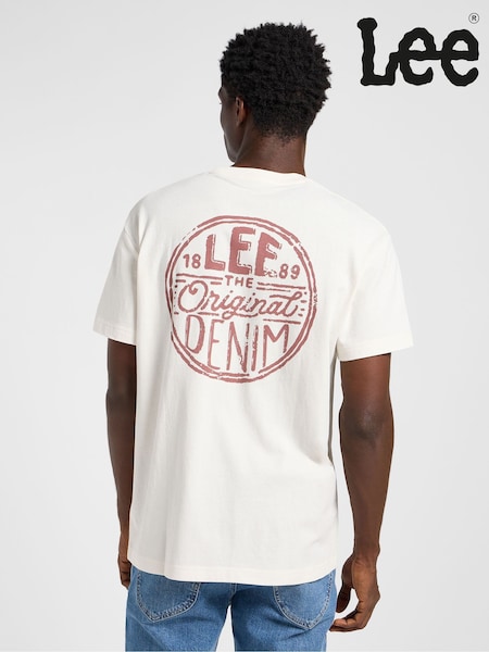Lee Cream Regular Logo T-Shirt (AT0714) | £30