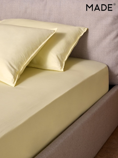 MADE.COM Yellow Extra Deep Fitted Cosy Washed Cotton Extra Deep Fitted Sheet (AT0737) | £20 - £35