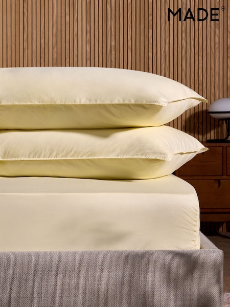 MADE.COM Buttermilk Yellow Cosy Washed Cotton Pillowcase Set of 2 (AT0739) | £15
