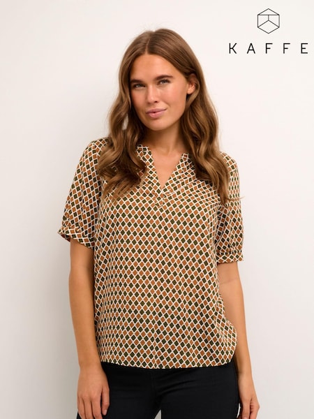 Kaffe Kasally Short Sleeve Brown Blouse (AT0787) | £40