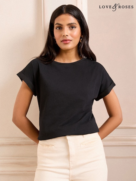 Love & Roses Black Crew Neck Jersey T-Shirt (AT0811) | £15