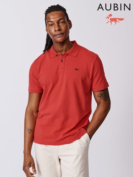 Aubin Red Lusby Pique Polo Shirt (AT0862) | £59