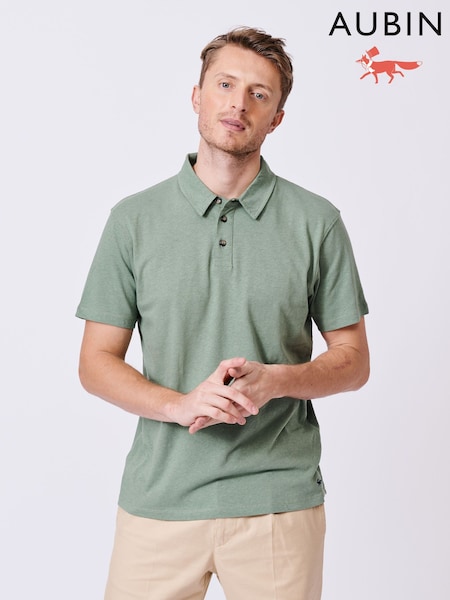 Aubin Blue Arnold Cotton Linen Polo Shirt (AT0872) | £65