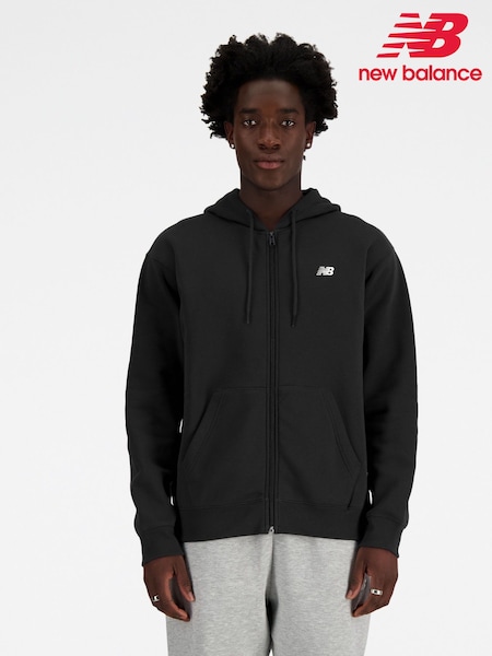 New Balance Black Mens Sport Essentials Logo French Terry Full Zip Hoodie (AT0893) | £65