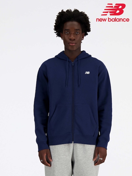 New Balance Navy Mens Sport Essentials Logo French Terry Full Zip Hoodie (AT0894) | £65