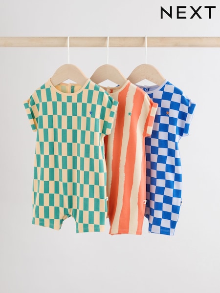 Bright Checkerboard Baby Rompers 3 Pack (AT0896) | £17 - £21