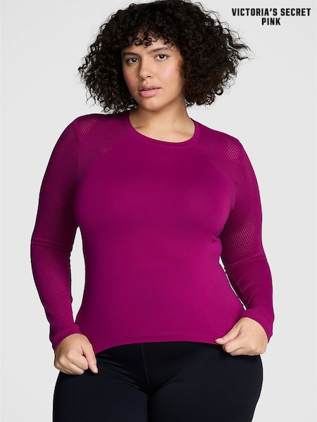 Victoria's Secret PINK Thriller Purple Marl Long Sleeve T-Shirt (AT0914) | £40
