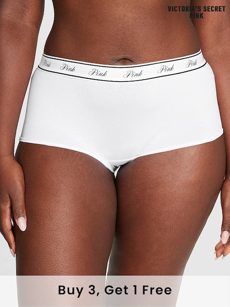 Victoria's Secret PINK Optic White Short Cotton Logo Knickers (AT0918) | £9