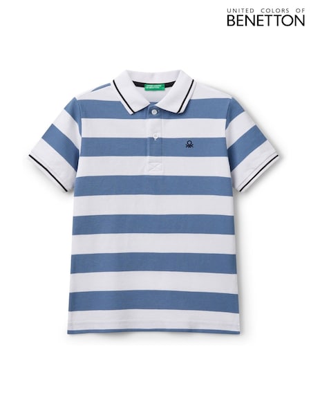 Benetton Boys Pique Stripe 100% Cotton Polo Shirt (AT1065) | £23