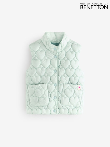 Benetton Girls Blue Heart Quilted Gilet (AT1070) | £38