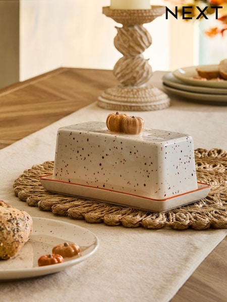 Natural Speckle Pumpkin Butter Dish (AT1142) | £15
