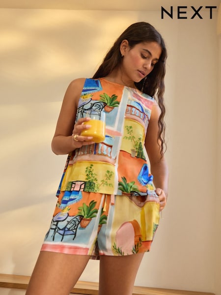 Abstract Viscose Short Set Pyjamas (AT1150) | £22