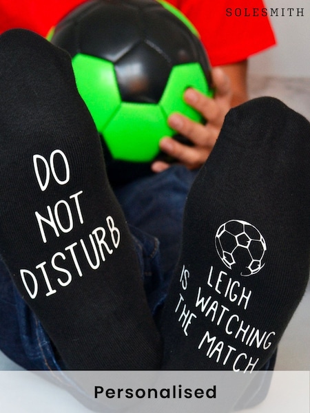 Solesmith Do Not Disturb Personalised Football Black Socks (AT1191) | £16