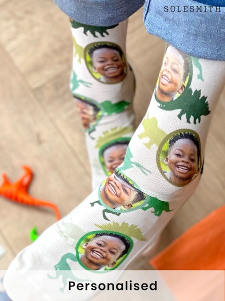 Solesmith Dinosaur Photo White Socks (AT1195) | £24