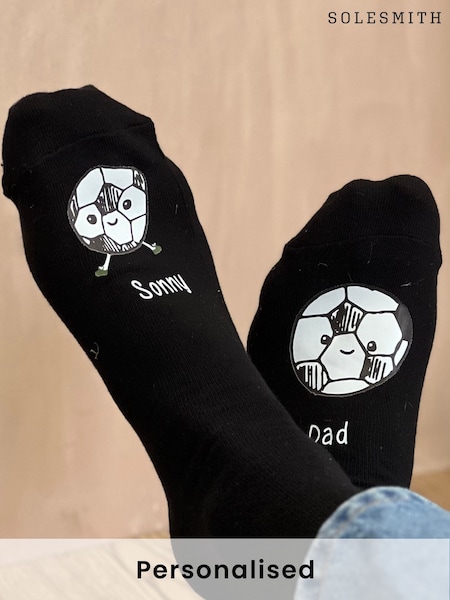 Solesmith Me and You Personalised Football Black Socks (AT1199) | £16