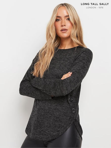 Long Tall Sally Black Side Button Top (AT1271) | £28