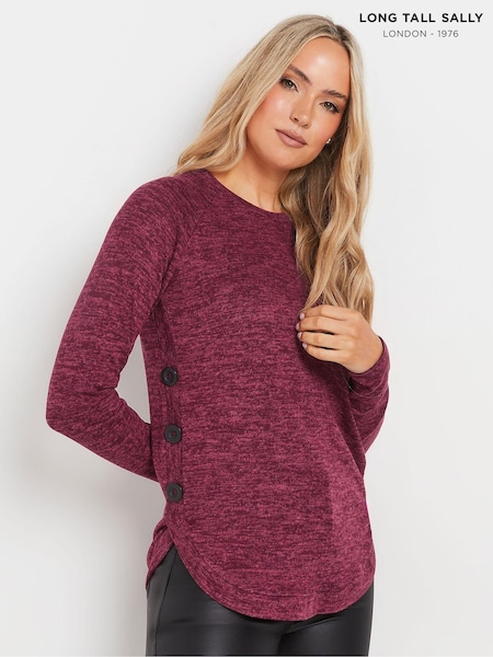 Long Tall Sally Red Side Button Top (AT1291) | £28