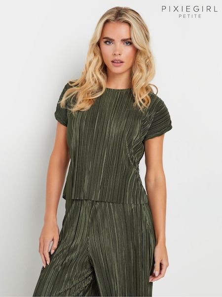 PixieGirl Petite Green Plisse Top (AT1321) | £24
