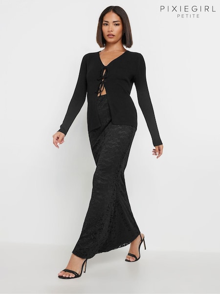 PixieGirl Petite Black Lace Fishtail Skirt (AT1326) | £39