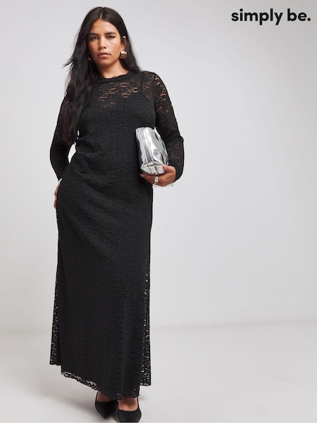 Simply Be Black Lace Maxi Dress (AT1335) | £42