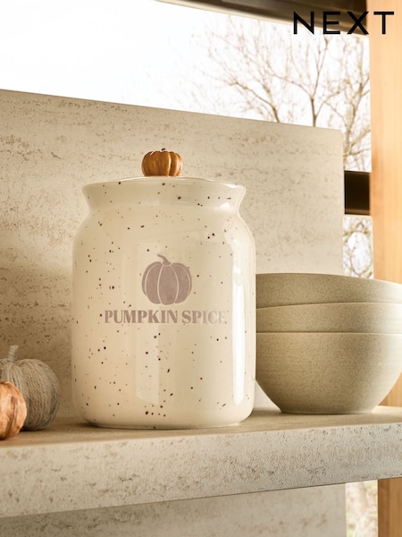 Natural Speckle Pumpkin Trick or Treat Jar (AT1405) | £20