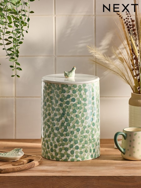 Sage Green Chicken Ceramic Bread Bin (AT1406) | £45