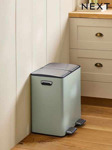 Sage Green 40L 3 compartment Recycling Soft Close Pedal Bin (AT1500) | £95