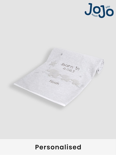 JoJo Maman Bébé Personalised Born in 2025 Reversible Jersey Shawl (AT1529) | £26