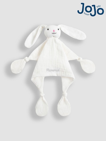 JoJo Maman Bébé Personalised White Bunny Muslin Comforter (AT1530) | £18