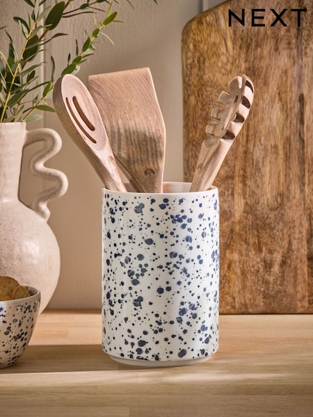 Blue Speckle Utensil Pot (AT1537) | £18