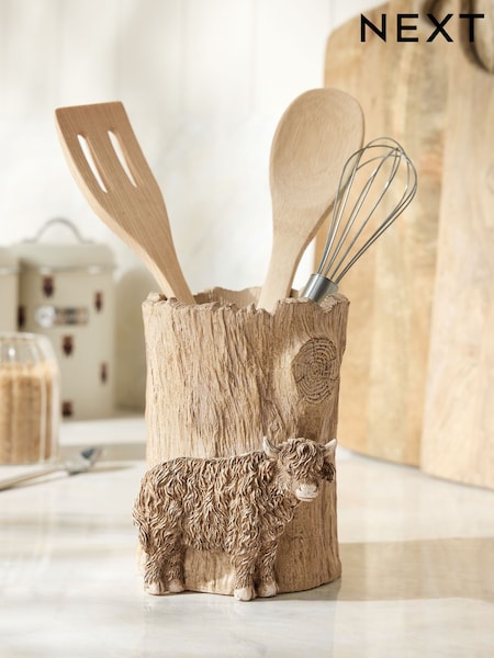 Natural Hamish The Highland Cow Utensil Pot (AT1538) | £26