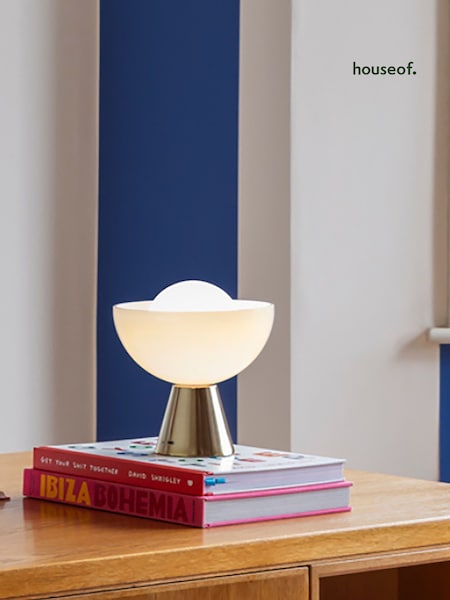 Houseof. Brass Glass Bowl Rechargeable Table Lamp (AT1603) | £129