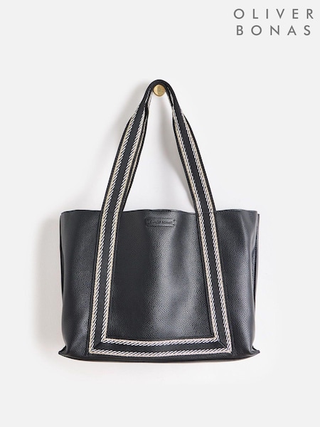 Oliver Bonas Black Emma Stripe Tote Bag (AT1639) | £65