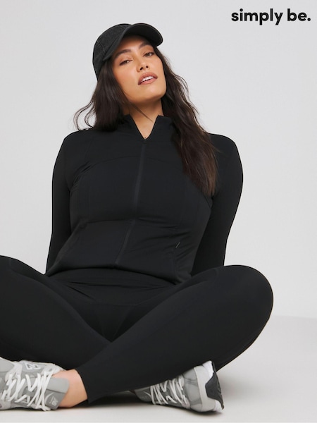 Simply Be Black Magisculpt Seam Detail Sculpting Zip Up Jacket (AT1683) | £42