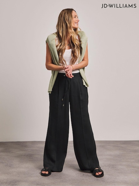 Anthology by JD Williams Black Pleat Front Tencel TM Lyocell Trousers (AT1892) | £40