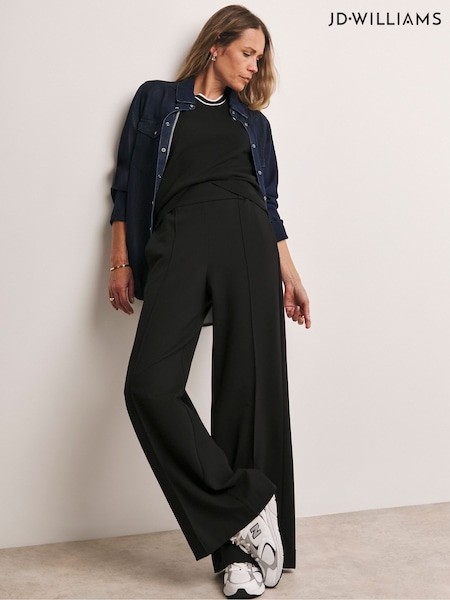 Anthology by JD Williams Black Ponte Pull-On Wide Leg Trousers (AT1897) | £40