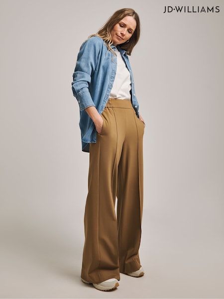 Anthology by JD Williams Camel Ponte Pull-On Wide Leg Trousers (AT1913) | £40