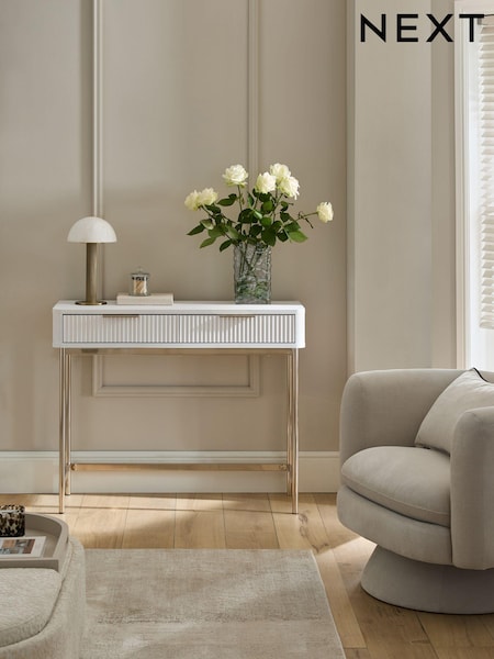White Emilie Ribbed Console Table (AT1938) | £299
