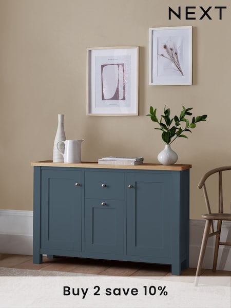 Navy Blue Malvern Oak Effect Large Slim Sideboard (AT1939) | £260