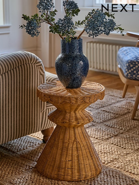Natural Rattan Scallop Side Table (AT1948) | £85