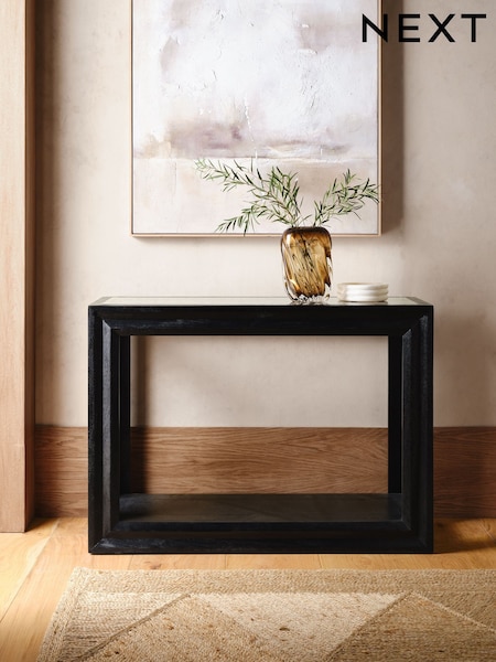Black Ritz N Premium Mango Wood and Glass Console Table (AT1961) | £650