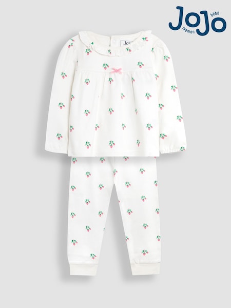 JoJo Maman Bébé Cream Long Jersey Pyjamas (AT2040) | £21