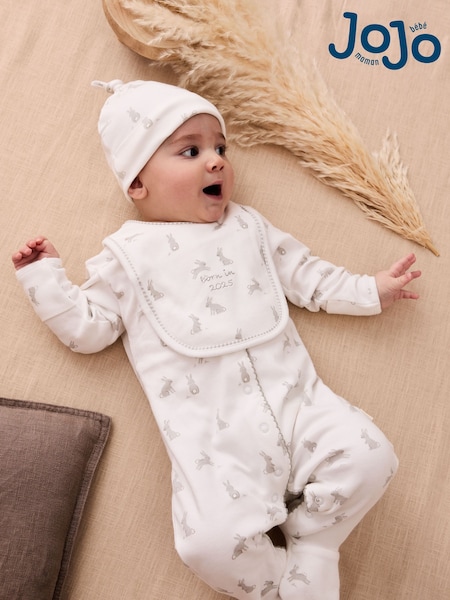 Jojo Maman Bébé White Baby 100% Cotton 4-Piece Gifting Set (AT2042) | £34.50