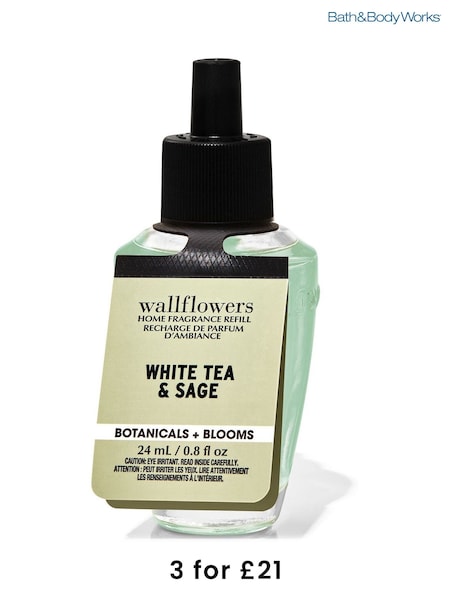 Bath & Body Works White Tea & Sage Wallflower Diffuser Fragrance Refill 0.8 fl oz / 24 ml (AT2078) | £9